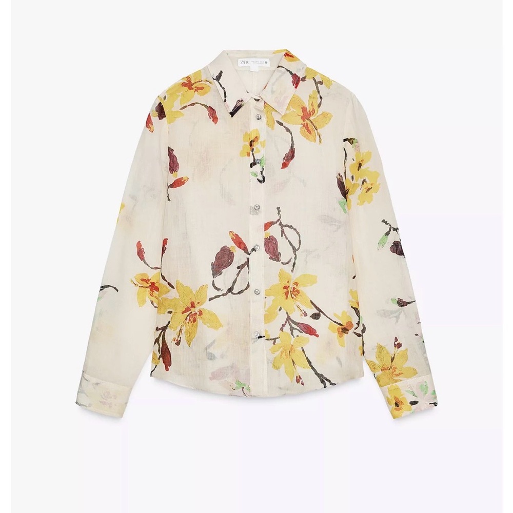 Zara ZW COLLECTION RAMIE FLORAL SHIRT
ECRU 0/8196/019